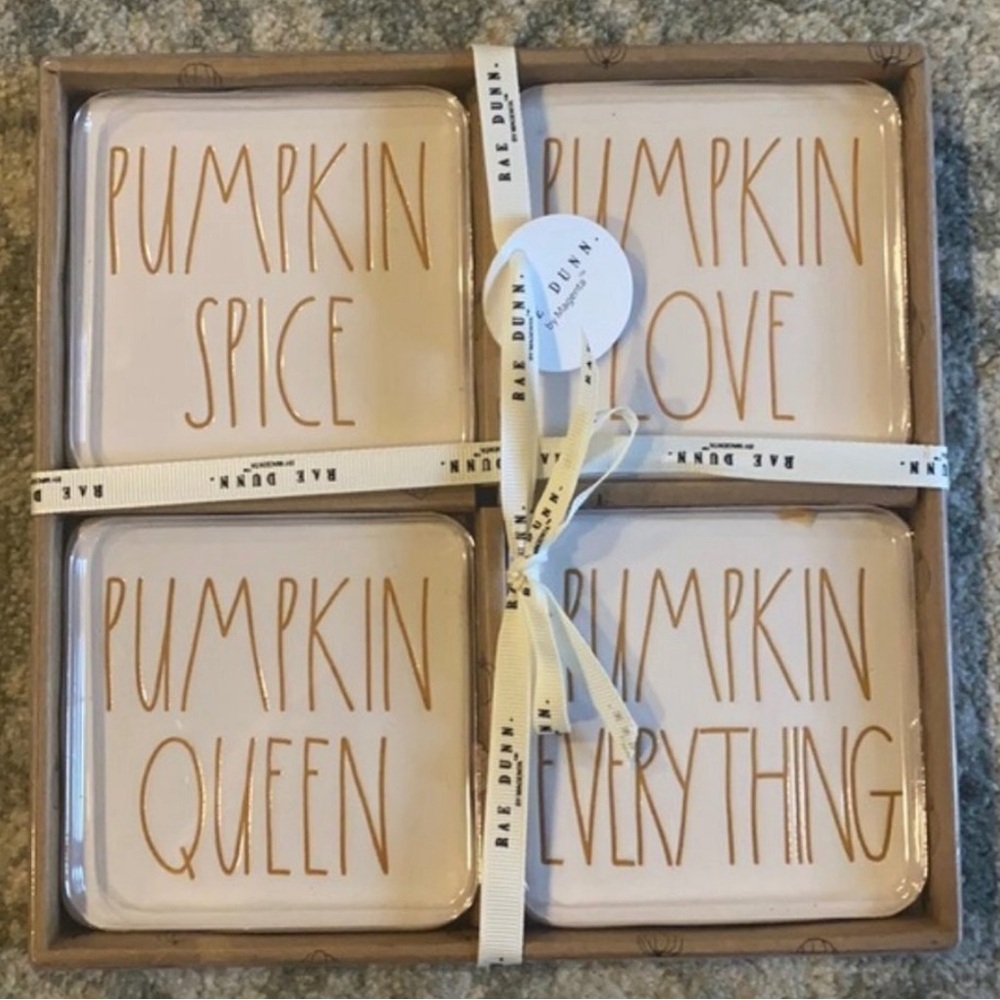 Rae Dunn PUMPKIN SPICE coaster set